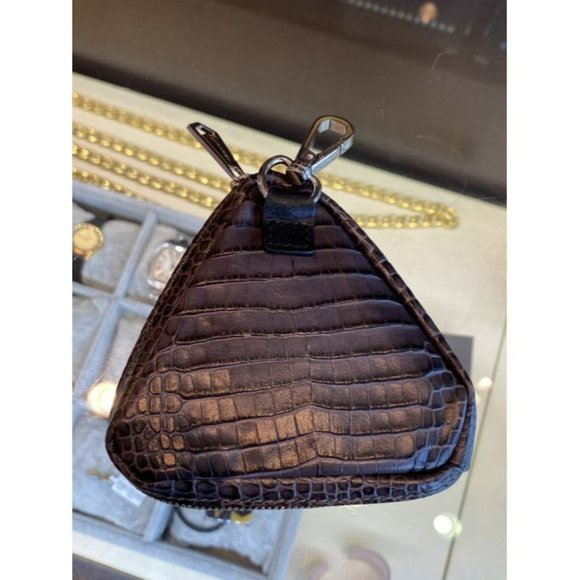 Givenchy Embossed Crocodile Ss2020 Triangle Collar Pouch Gray Leather Wristlet - Picture 6 of 11